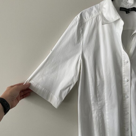 Lafayette 148 New York Button Up Shirt 3/4 Sleeve Collared Casual White 14 - Picture 6 of 8